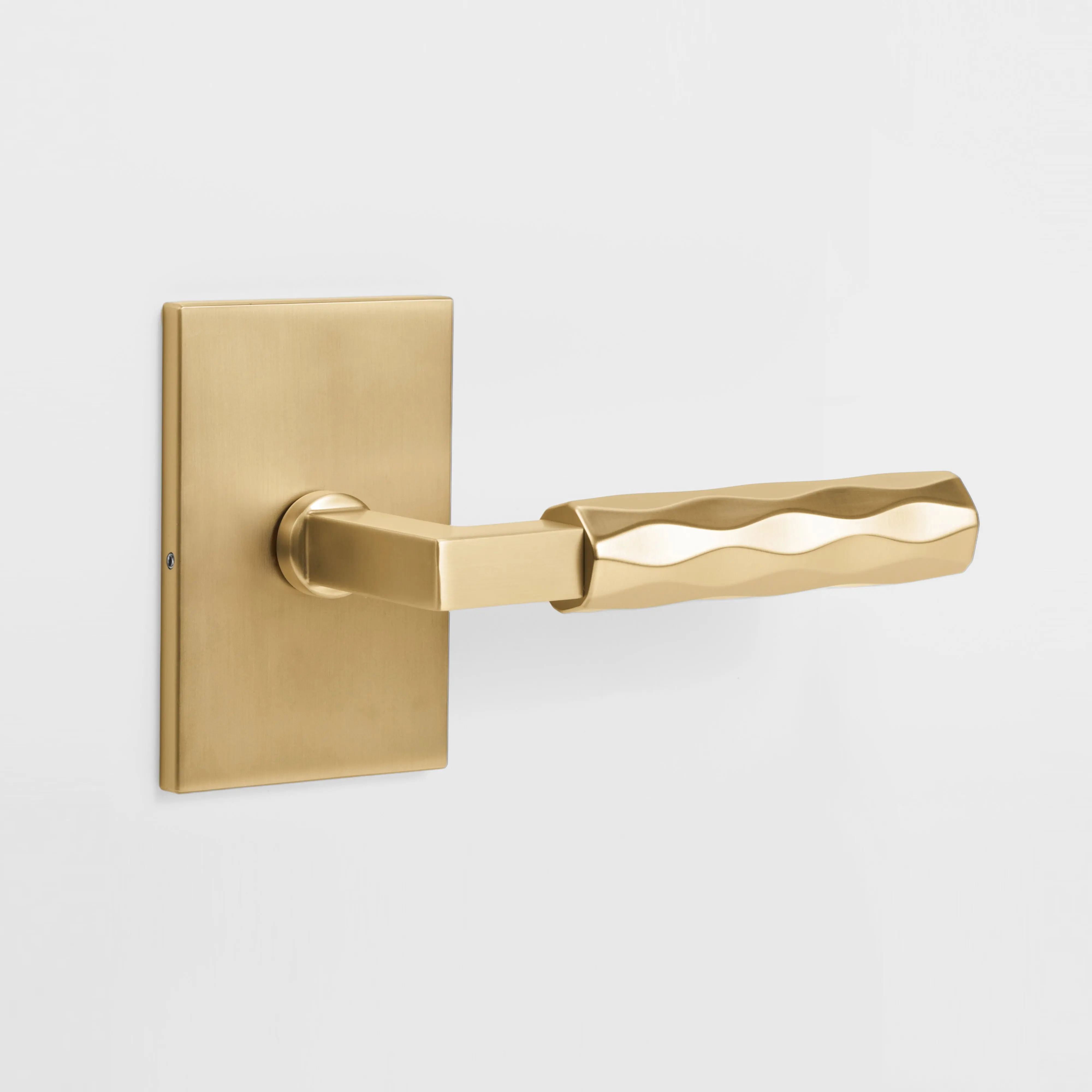 Hailey Champagne Gold Modern Double Dummy Interior Door Handle with Rectangular Rosette and Concealed Screws