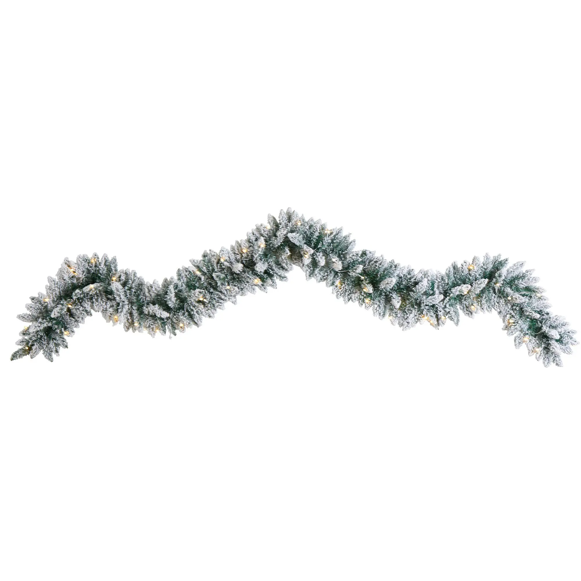 Flocked Artificial Christmas Garland - 9ft LED Lighted Festive Decor with 50 Warm Toned & Warm White LED Christmas Lights for Room Decoration, Warm Toned Led Christmas Lights, 50 Warm White Led Lights
