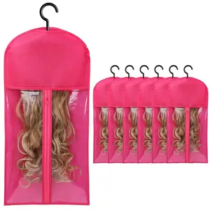 6-Piece Transparent Dust Bags with Hooks, High-Quality Zipper for Smooth Use, Essential Travel Storage for Clothes & Wigs, Dustproof Design