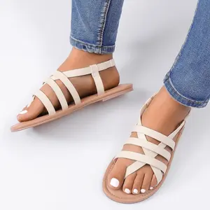 Luoika Women's Wide Width Flat Sandals, Flip Flop Casual Strapy Sandals Slip on Summer Beach Shoes for Women.