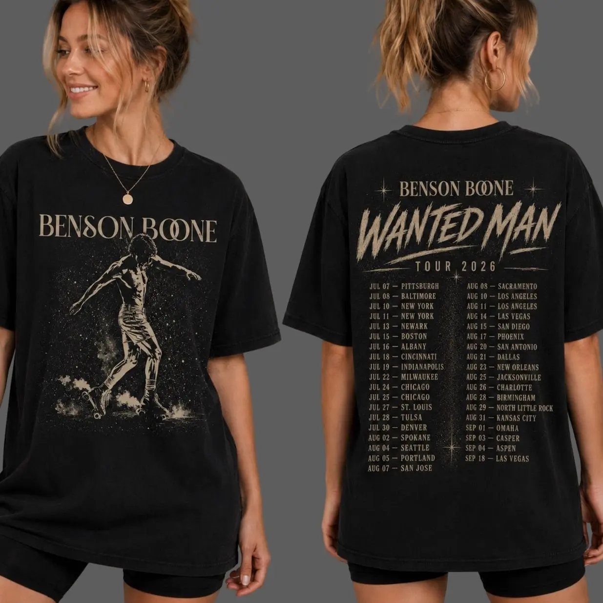 Benson Boone Wanted Man Tour 2026 Concert Shirt, Benson Boone Wanted Man Tour 2026 Tee, Retro Concert Shirt, Vintage Music Fan T-Shirt