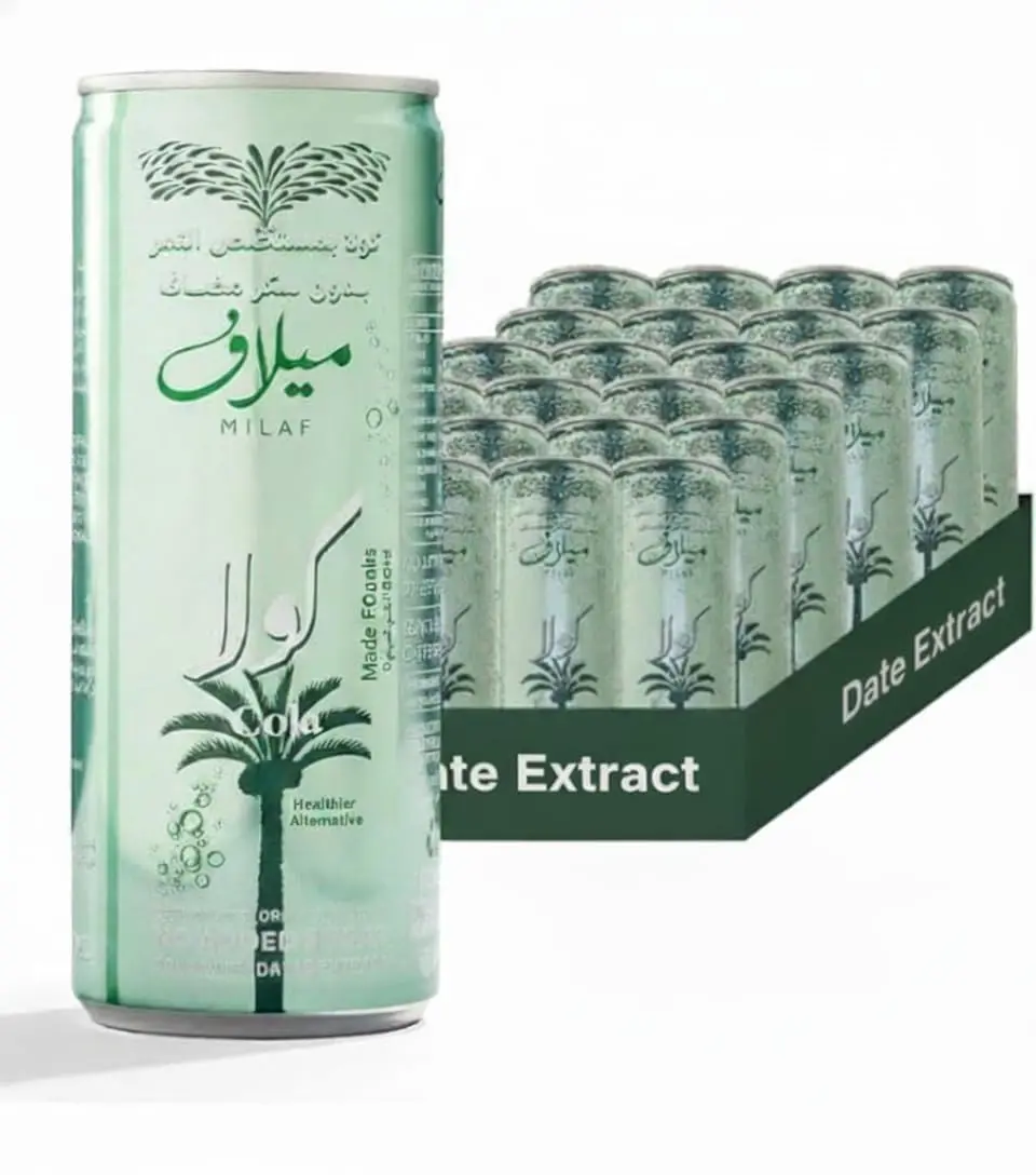 Milaf Date Cola 24 Pack - 8.1 fl oz | Sweet Carbonated Soda Soft Drink Made with Date Extract | Refreshing Non-Alcoholic Beverage | Ideal for Those Following Alcohol-Free Lifestyle Natural Sugar Flavor