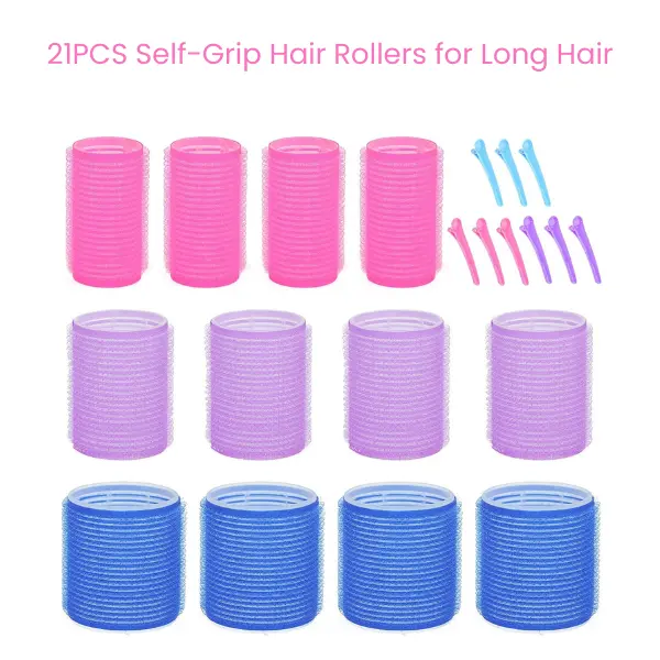 21PCS Self-Grip Hair Rollers for Long Hair, Blowout Curls, DIY Hair Curlers for Short Medium Hair, Summer Gift