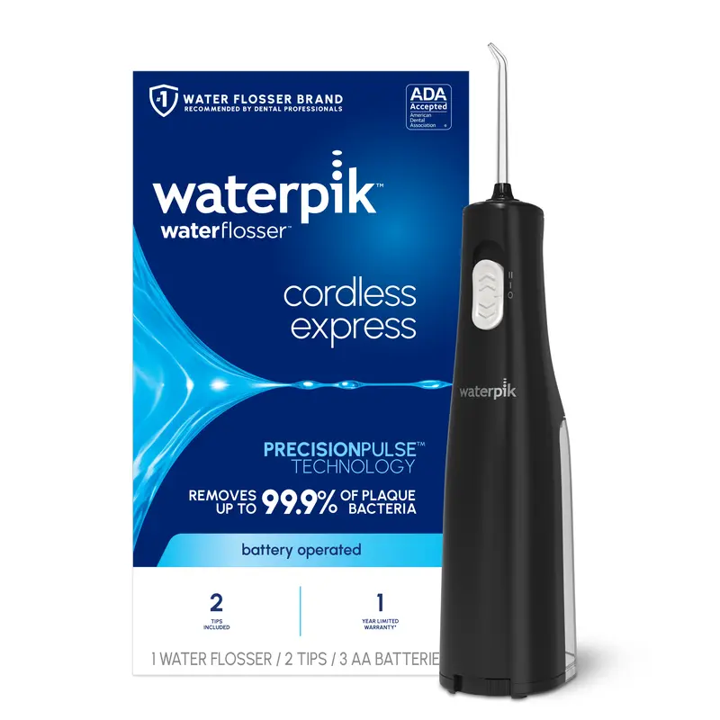 Waterpik Black Cordless Express Water Flosser For Teeth, Gums, Braces, ADA Accepted, Packaging May Vary, Oral