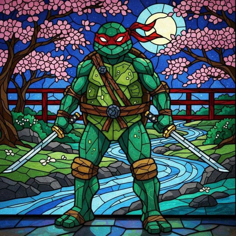 5D DIY Full Drill Round Diamond Painting - Diamond Painting DIY Kits Ninja Turtles Mosaic Canvas Diamond Pattern Design DIY Wall Art, Home Wall Decoration, Handmade Gifts