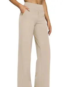 Women's Loose High-Waist Business Casual Pants, Wide Leg Yoga Pants with Pockets, Comfortable Athletic Sweatpants for Daily Wear