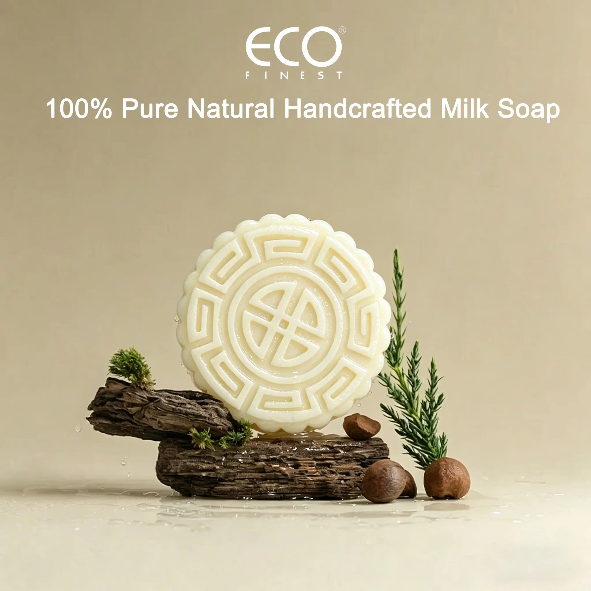 ECO Finest Goat Milk Soap with Silk Protein, Hydrating Body Care Bar for Gentle Skin Repair, Natural Moisturizer for Dry Skin, 120g, Vitamins, Plant, Exfoliate, Cleansing