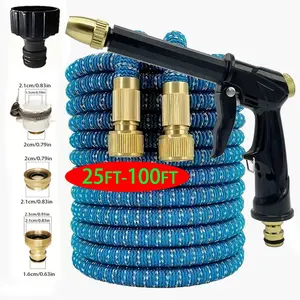 Garden Hose 25-150ft, Aluminum Connectors, High Pressure Spray Gun Nozzle, Expandable, Durable, Flexible Design, Outdoor Watering Needs, Watering Systems, Heavy Duty Hose
