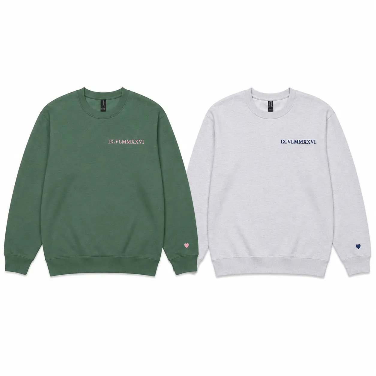 Personalized Embroidered Roman Numeral Hoodie or Sweatshirt – Matching Couple Outfits with Date and Initials, Anniversary Gift