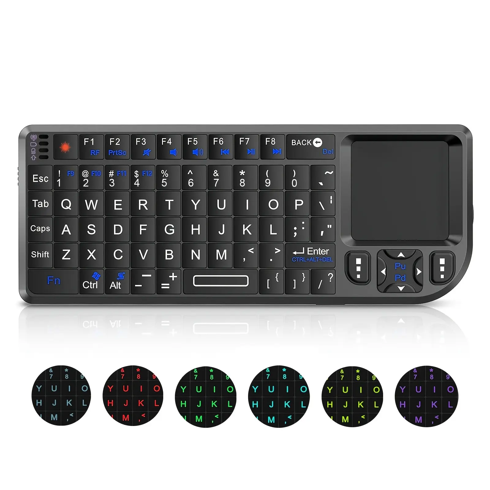 Mini with Touchpad, Rechargeable Backlight, Lighted Keyboard, 2.4g Wireless Design, Portable Rechargeable Keyboard, Wireless Backlit Keyboard, Wireless Computer Keyboard, Ideal for PC/tablet/TV/smartphone, Perfect for Travel & Office