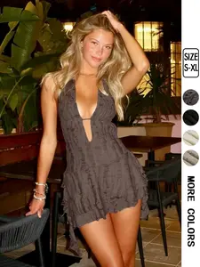 Women's Solid Color Backless Casual Comfy Dress, Sleeveless Summer Dress for Parties, Clubs and Dates, Ladies Summer Clothes, Womenswear