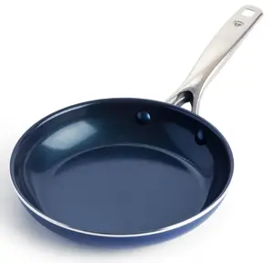 Blue Diamond 8 Inch Nonstick Frying Pan, PFAS Free Ceramic Egg and Omelet Pan, Diamond Infused Nonstick Skillet, Dishwasher & Oven Safe, Stay Cool Handle, Durable Non Toxic Metal Utensil Safe, Blue