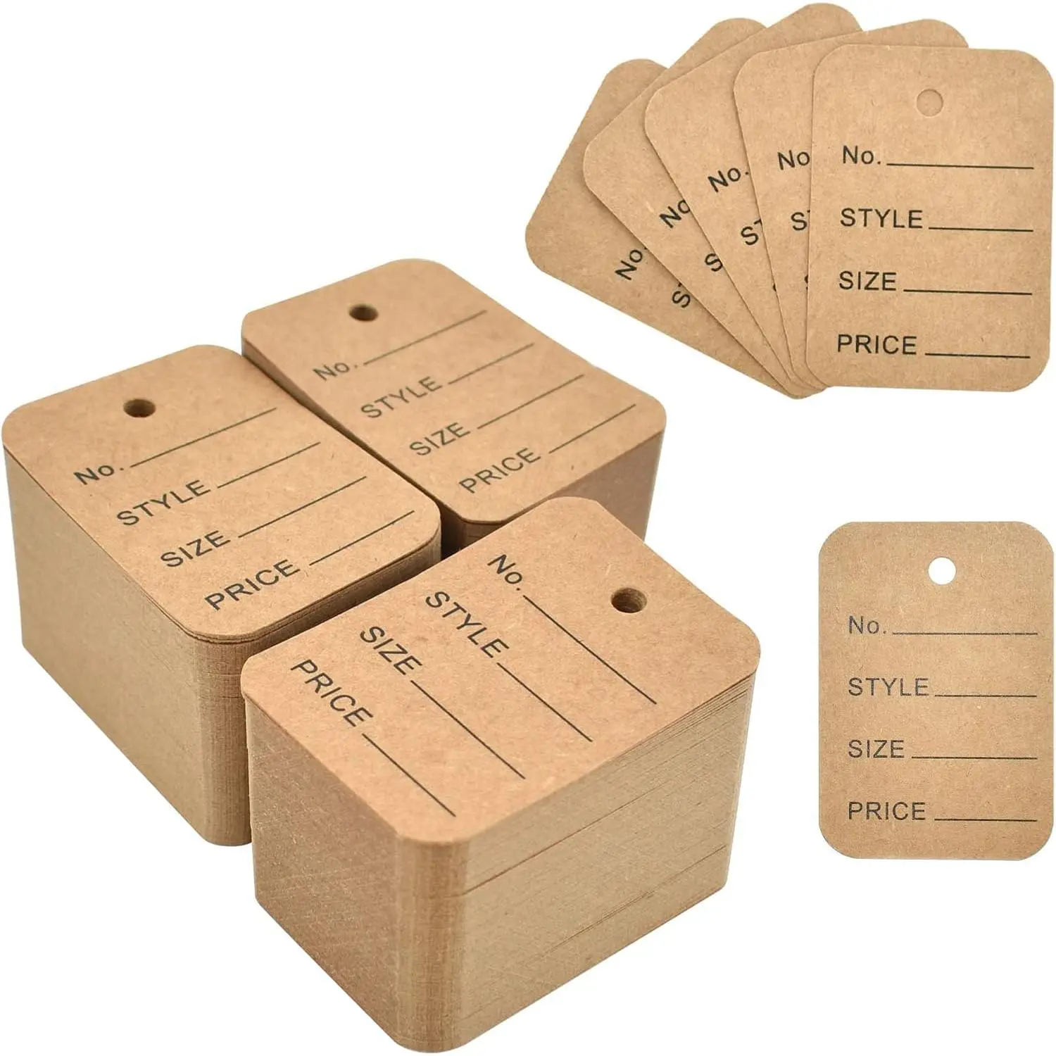 1000-Count Oblong Paper Clothing Price Labels for Business, 1.3"x1.9" Perforated Tags with Reinforced Pre-Punched Hole, Unstrung Office Stationery for Custom Clothing Merchandise Marking & Price Labeling