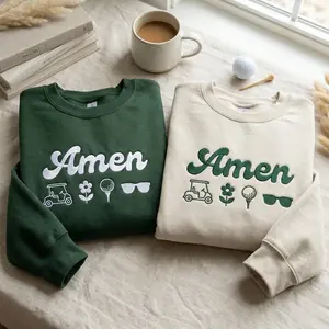 [SHIP FROM US]  Embroidered Amen Golf SweatShirt, Golf Tournament, Psalm 16:2 Gift