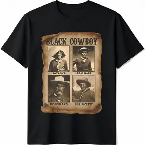 cotton Black Cowboy Western Rodeo Melanin Black History Texas Men T-Shirt