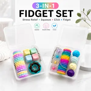 Pain Stim Fidget 3-in-1 Toy Set - Portable Keyboard Fidget, Stress-Relieving Magnetic Balls, EDC Poker Gift for Friends ADHD Fidgets Deals for You Days