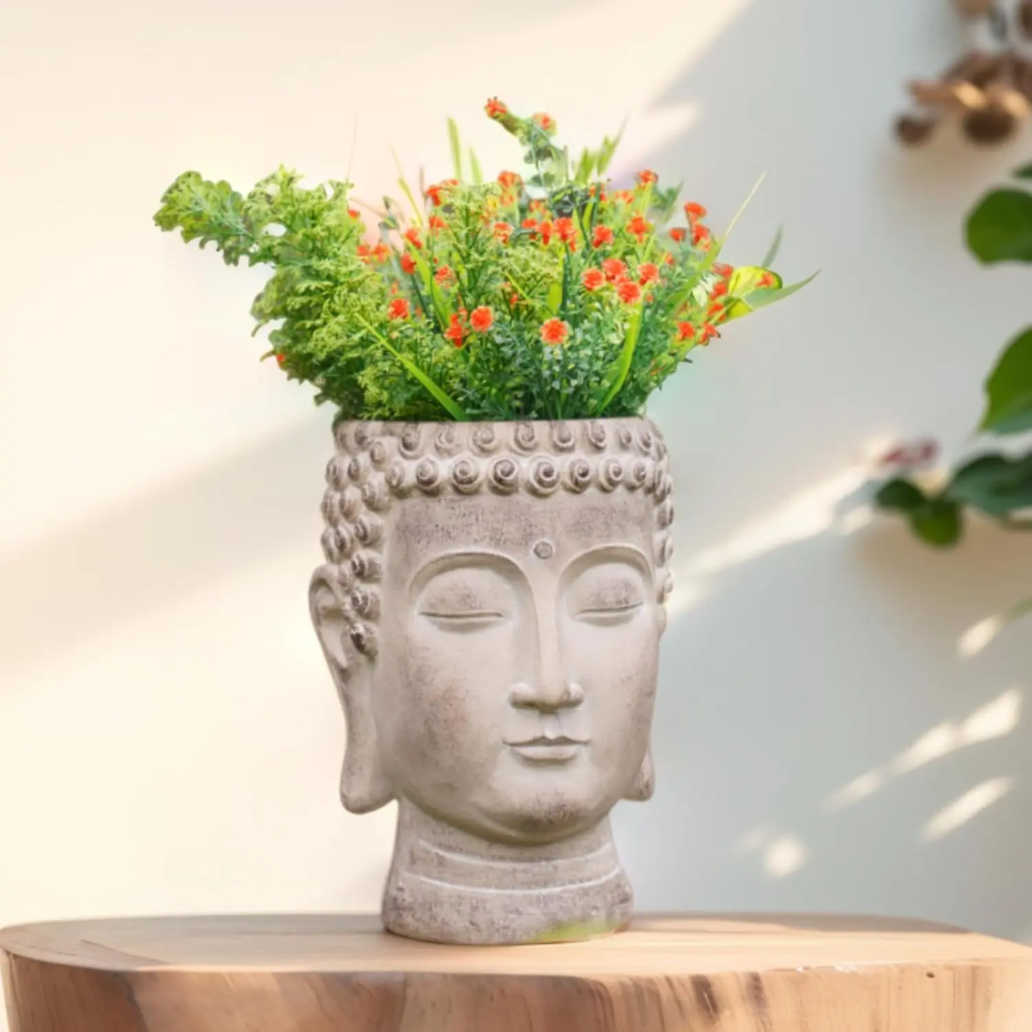 Buddha -  Flower Pot -  Planters - Garden Statue - Cactus  Planter Pot Indoor Outdoor Planter with Drainage Hole  Garden Farm Decor 6.25*6.5*8.25 Inch