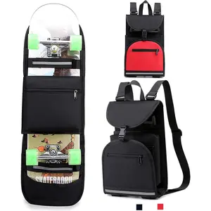 Foldable Skateboard Backpack Bag Carrier with Adjustable Shoulder Straps for Double Kick Longboard Electric Skateboard Unisex