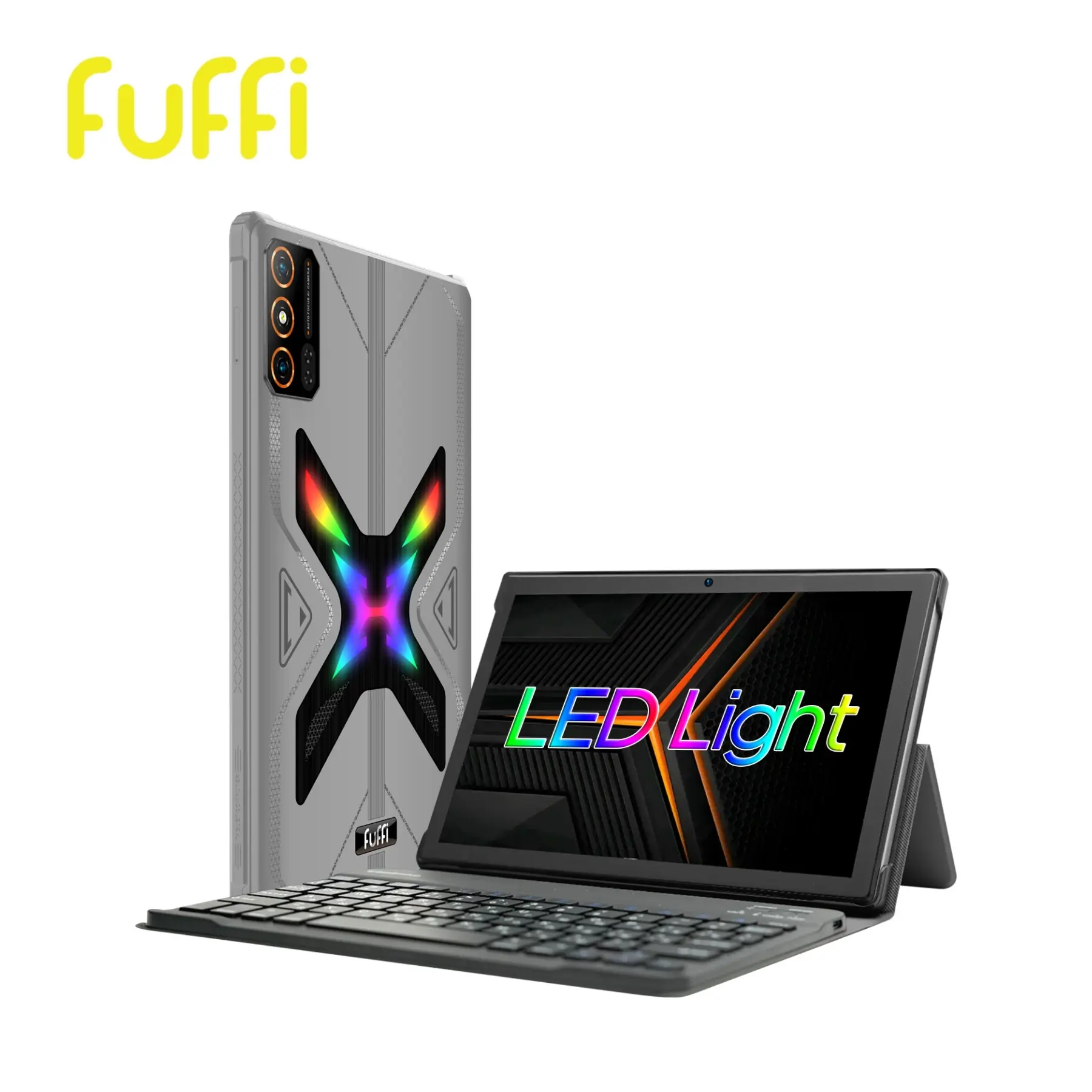 Fuffi Gaming Smart Tablet, 10.1-Inch HD Screen, Octa-Core Processor, 4GB RAM, 64GB ROM, 5000mah Battery, 4g Dual Sim, Equipped with shock-proof protective cover, keyboard and mouse set, and stylus pen, Android Os