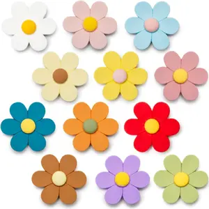 Large Colorful Flower Magnets (12 Pieces) - Vibrant XL Solid Flower-Shaped Magnets, Strong Magnetic Force, Decorative Fridge Decor Home Supplies for Kitchens, Offices