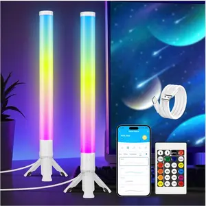 2 Pack 360° Smart RGBIC Light Bar, TV Backlighting with Music Sync, RGB LED Light Bars with Remote & App Control, Game Desk Lights, Ambient Lighting for PC, Room Decoration (White/Black)
