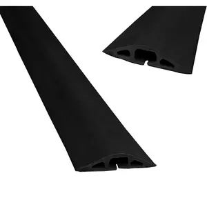 212 MAIN 10 ft D-2 Black Rubber Duct Cord Cover - Slit Center, Easy Installation, Vehicular-Ready Wire Shield Cable Protector