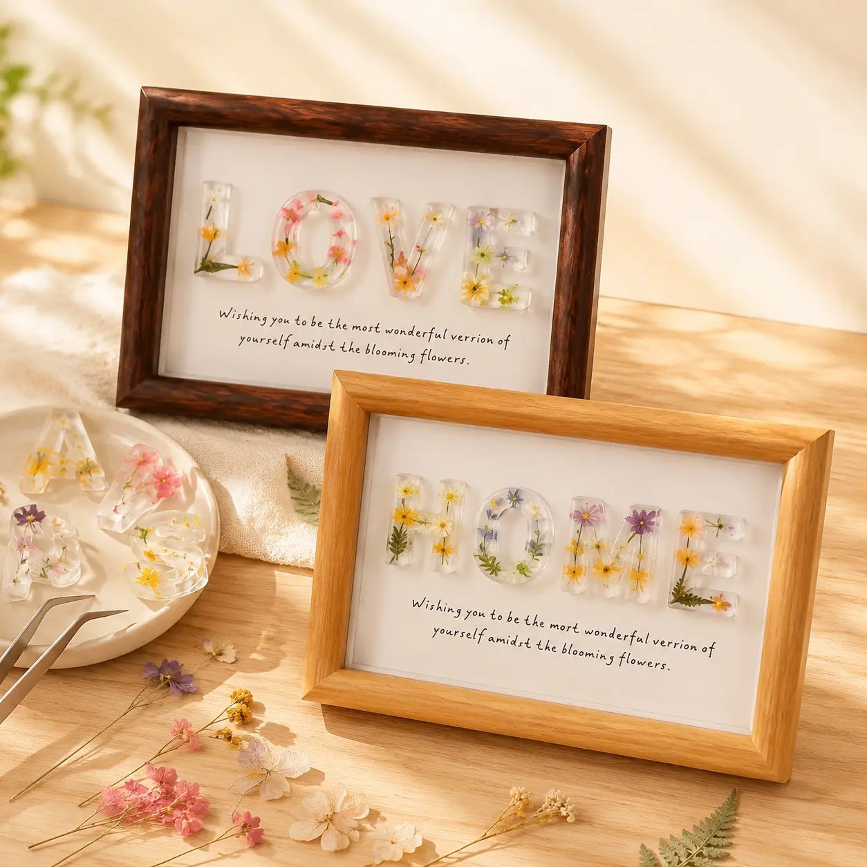 Personalized Wooden Photo Frame, Custom Initial Letter Monogram Picture Frame with Engraved Name, DIY Memory Keepsake Gift for Dad Mom Family, Birthday Anniversary Christmas Home Decor