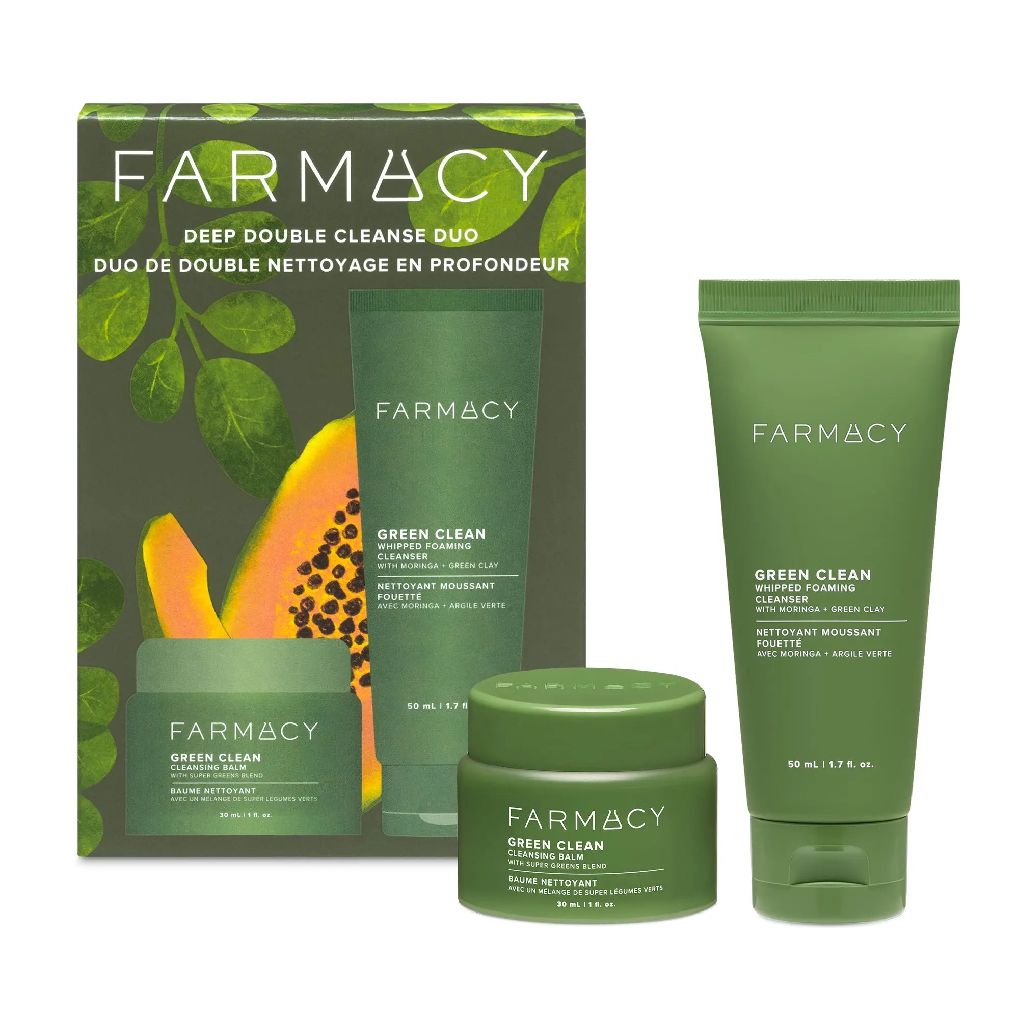 Farmacy Beauty Deep Double Cleanse Kit - Gentle Balm-to-Foaming Facial Cleanser for Deep Facial Cleansing, Hydration, Normal & All Skin Types, Facial Wash, Double Cleansing