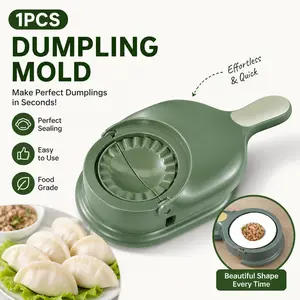 All-in-One Easy-Turn Dumpling Maker, 2-In-1 Dough Press & Wrapper Mold, Ergonomic Handle, No Power Needed, Fast Professional，Perfect for Making Perfect Dumplings, Dumpling Moulds