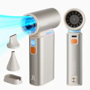 JISULIFE Portable Handheld Turbo Fan 100 Speeds Adjustable Mini Personal Fan 9000mAh USB Rechargeable Battery Operated LED Display Compact Design