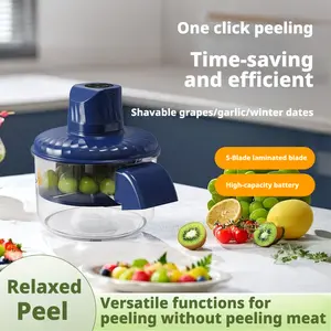 Rechargeable Electric Peeler Automatic Fruit & Veggie Skin Remover for Garlic Grapes Cherry Tomatoes & Chestnuts 1300mAh Battery Type-C Charging Easy Kitchen Gadget Gift