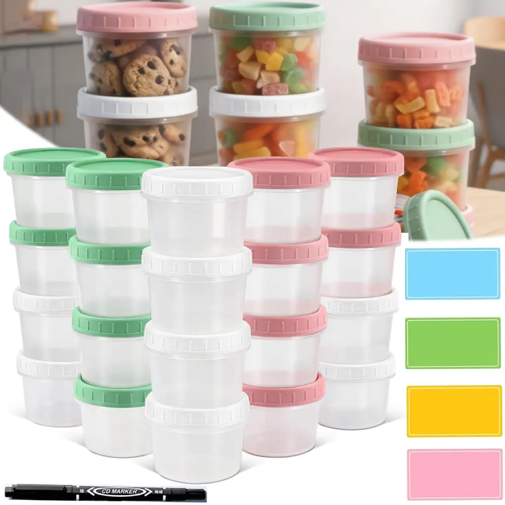 20 Pack 4 oz Food Storage Containers with Twist Lids – Leakproof BPA-Free Soup Containers, Microwave/Dishwasher Safe Freezer Containers for Meal Prep, Leftovers & Takeout