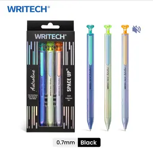 WRITECH Gel Pens Black Ink Sleek Metal Barrel 0.7mm Retractable Quick-Drying Space Up Astroline Silent Clicker No Smear Office Supplies Writing Tools