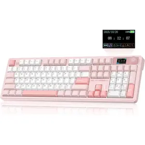 LINGBAO K108 Pro  Mechanical Keyboard with Screen & Knob, Full Size Creamy Keyboard with Number Pad, 10000mAh , PBT Keycaps, RGB Backlit, Hot-swappable  Gaming Keyboard for PC/