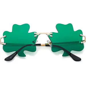 AZorb St. Patrick's Day Shamrock Glasses，Leaves Green Day Sunglasses，Leprechaun Costume，Featured Unisex Festival Eyewear