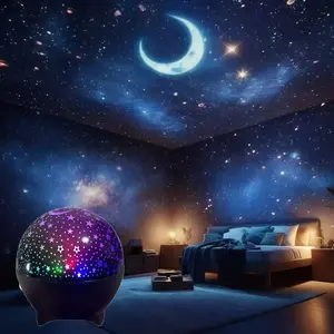 1PC LED Starry Sky Projector Lamp, Ceiling projection lamp, Space Moon Projection Night Light with Dynamic RGB Cosmic Effects, USB-Powered with Remote Control, Adjustable Rgb Lighting, Ideal for Home Decor, Perfect for Home Gatherings, Gift for Kids