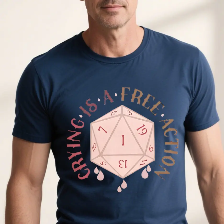 DnD Shirt Crying Is A Free Action Dungeons and Dragons Shirt DM Shirt Dungeon Master Shirt Funny DnD Shirt Ironic Shirt Dice Shirt, unisex shirt