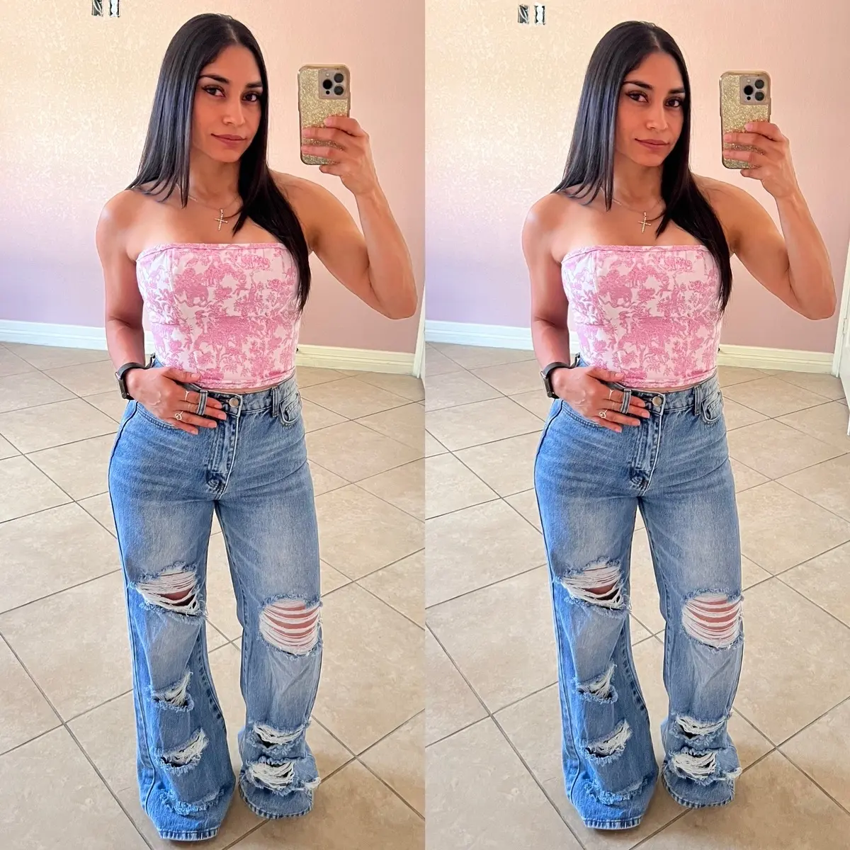 Nova Distressed wide leg jeans