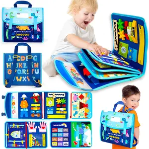 Busy Board for 1 2 3 4 Year Old Toddlers, Busy Book for Toddlers 1-3, Montessori Educational Toys Sensory Board, Preschool Learning Activity Fine Motor Skills Airplane Car Travel Essentials--wjlm