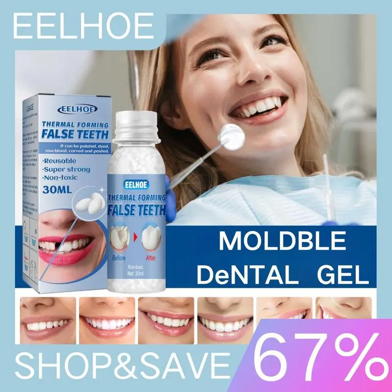 Moldable Dental Gel for Temporary Tooth Filling, Easy to Shape Beads for False Teeth and Gap Repair, Oral Care Solution, Shape Easily, False Tooth Cover