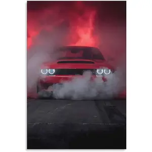 Red Challenger Car Poster Room Aesthetics Posters Canvas Posters Bedroom Decoration Sports Office Decoration Gifts Wall Art Decoration Printing Poster