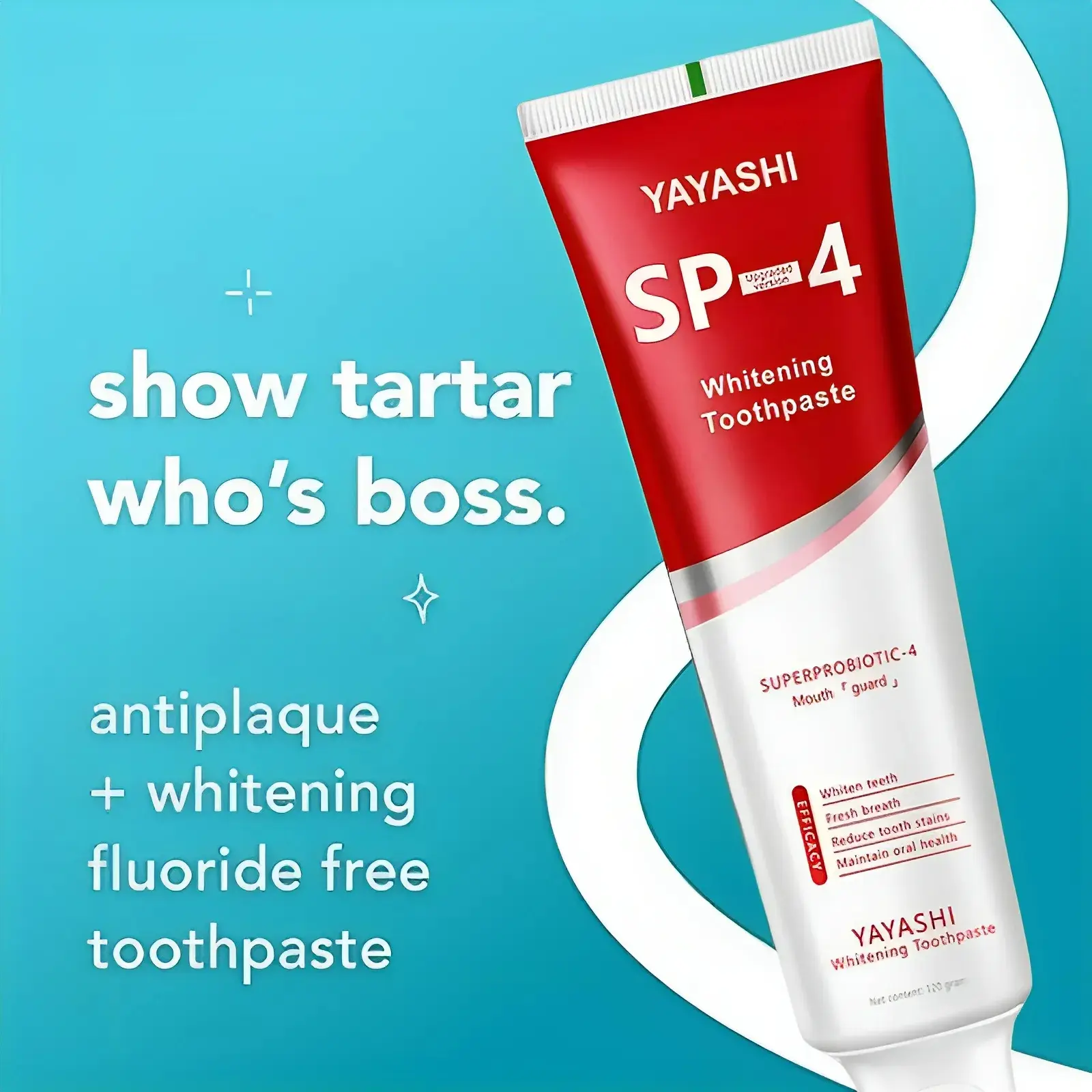 YAYASHI SP-4 Toothpaste Advanced Oral Care with Probiotics Long-lasting Fresh Breath Enamel Protection Whitening Activated Charcoal