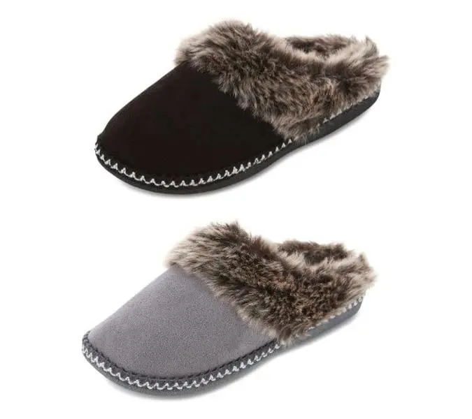 Floopi Selene Faux Suede Aztec Trim Clog  Slipper 2-Pack