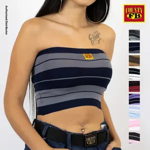FB COUNTY Women's Charlie Brown Tube Top FBCOUNTY Girl's Tank Top Stripe Tank Tops Cute Sexy Party Hip Hop Chicano Fashion Biker LA Streetwear Harem