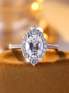 Exquisite Marquise Ring - Fashion Engagement Rings for Women & Girls, Elegant Glittering Ring, Synthetic Zirconia Inlay Stackable Rings, Perfect for Weddings & Daily Wear Valentine's Day Gift