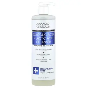 Advanced Clinicals Glycolic Acid + Lactic Acid Cleanser, 11.75 fl oz (347 ml)