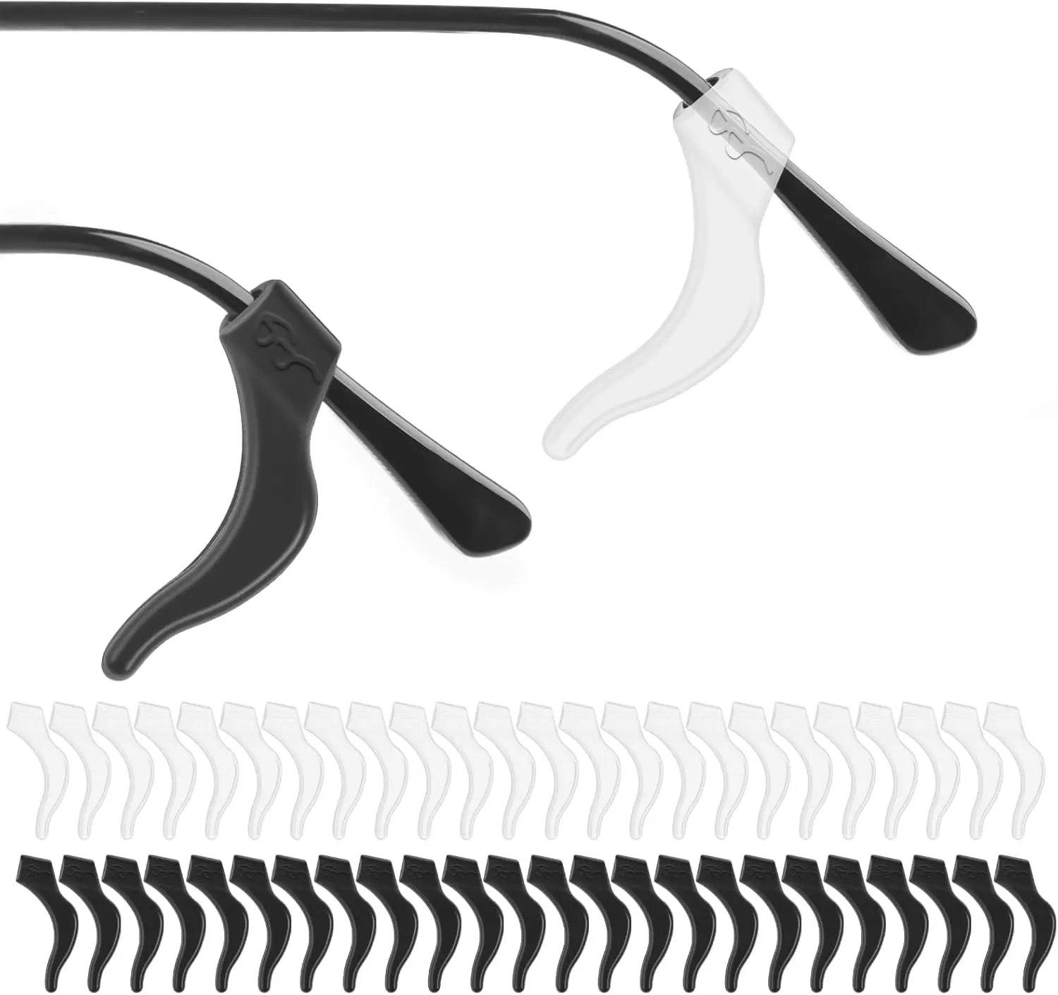 24 Pairs Glasses Ear Grip, Silicone Ear Hooks For Glasses With Storage Box for Sports and Work