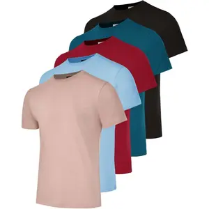 Real Essentials 5 Pack: Men’s 100% Cotton Casual T-Shirts Plain Jersey Shirts Fashion Tees (Big & Tall Available)