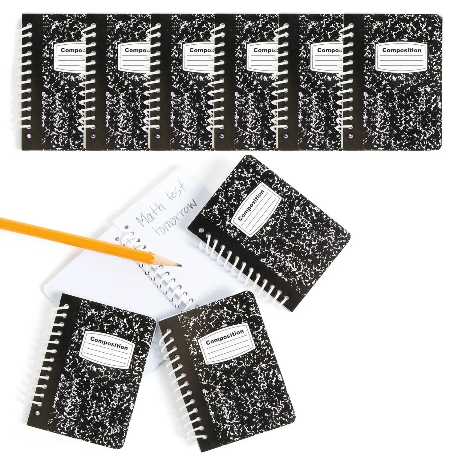 2 1/2" x 3 1/2" Bulk 144 Pc. Mini Black & White Paper Spiral Notebooks
