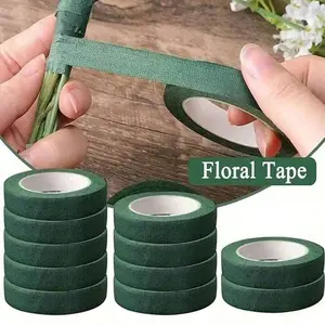 Green Flower Tape DIY Wedding Bouquet Stem Packaging Material, Flower Shop Valentine's Day Mother's Day Bouquet Packaging Material, Adhesive Bouquet Tape for Bouquet Packaging and Floral Decoration, Wedding Supplies, DIY Projects, Flower Tape